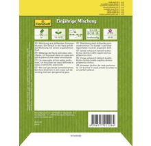 FloraSelf Einjährige Mischung Saatgutpackung mit Informationen zu Aussaat, Blütezeit und Pflege
