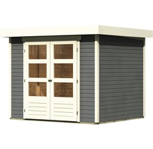 Abri de jardin en bois avec double porte et fenêtres