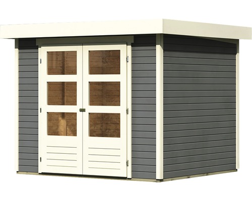 Holzgartenhaus mit Doppeltür und Fenstern