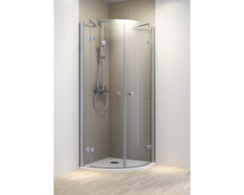 Douche ronde Schulte MasterClass 800x800x2000mm verre transparent clair effet chromé