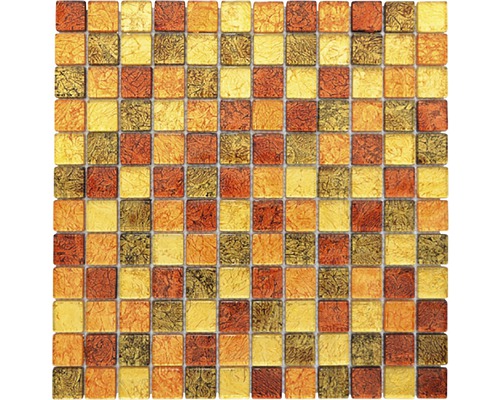 Mosaïque en verre cm 4AL14 30x30 cm mix marron/gold/orange