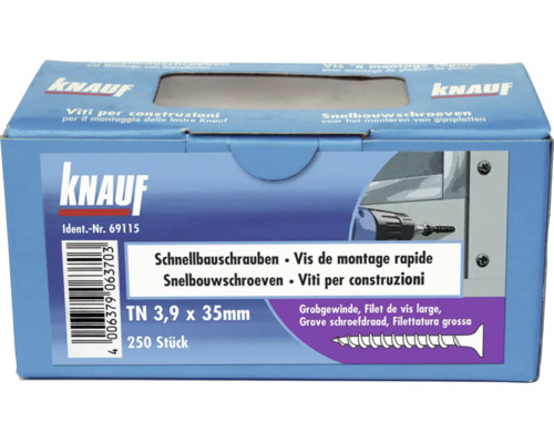 Paquet de vis à montage rapide de taille TN 3,9 x 35 millimètres de Knauf