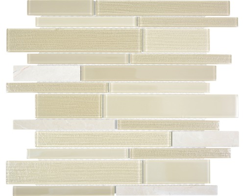 Mosaïque en verre CM GV14 28,6x30 cm mélange beige Mosaïque en verre et pierre naturelle