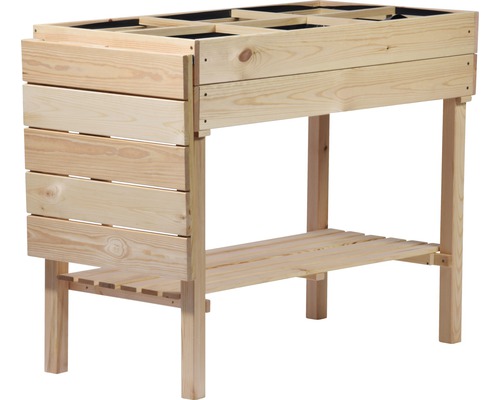 Jardinière surélevée en bois avec espace de rangement