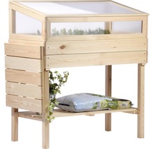Jardinière surélevée en bois avec châssis et espace de rangement pour accessoires de jardinage