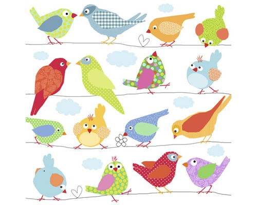 Serviette Oiseau 33x33 cm multicolore