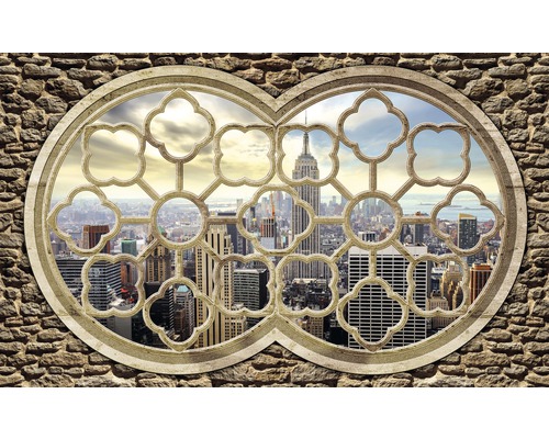 Papier peint panoramique intissé fenêtre Manhattan 312x219 cm