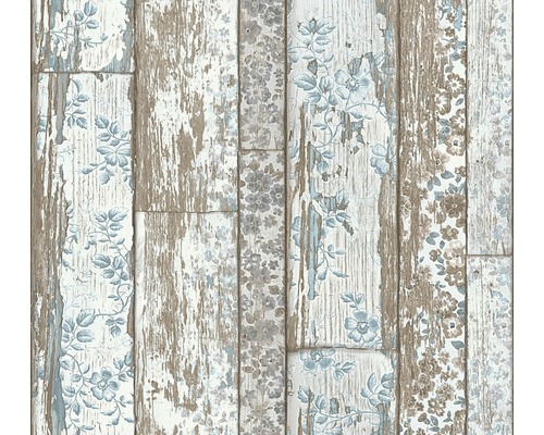 Papier peint intissé 36119-1 Neue Bude 2.0 bois fleurs Papier peint imitation bois avec motif floral