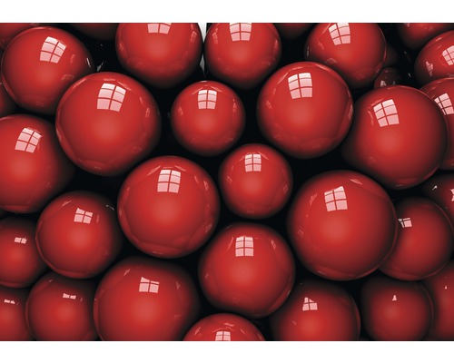 Gros plan de boules rouges brillantes