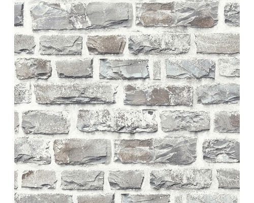 Papier peint intissé 36140-3 Neue Bude 2.0 pierre de taille gris Papier peint à motif de pierres en gris et blanc