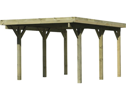 Abri de voiture en bois avec poteaux et toit