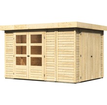 Abri de jardin en bois avec fenêtres et double porte