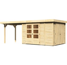 Gartenhaus Karibu Karola 4 mit Anbauschrank und Anbau 2,8 m 584 x 262 cm natur