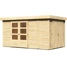 Abri de jardin en bois avec fenêtres et double porte