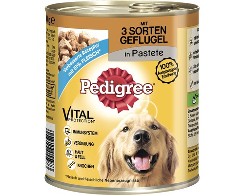 Nourriture pour chiens Pedigree humide Adult avec 3 variétés volaille - Classic 800 g