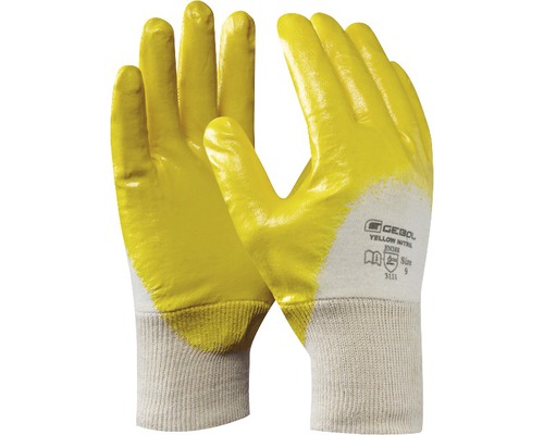 Gebol Gants de travail nitrile jaune/blanc taille 10