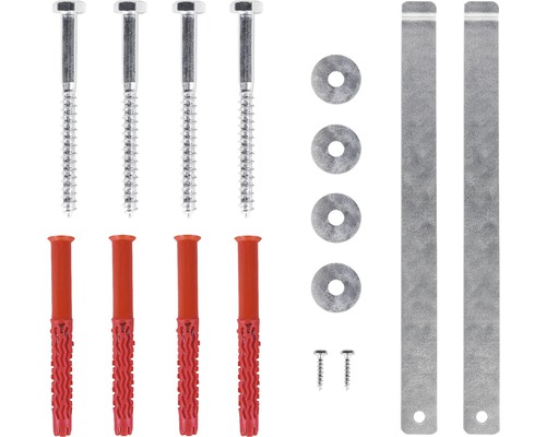 Kit de fixation Wolfa pour puits de lumière pour une isolation jusqu’à 12 cm Kit de montage avec vis, chevilles et rondelles