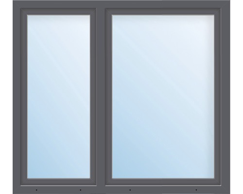Fenêtre en plastique 2 battants ARON Basic blanc/anthracite 1500x1600 mm 1/3-2/3 2x verres de sécurité témps