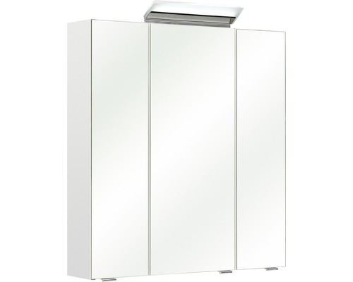 Armoire de toilette à LED pelipal Oria I lxhxp 65x70x16 cm blanc brillant Armoire de toilette à trois portes avec éclairage