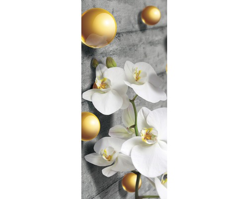 Papier peint panoramique intissé 3067 VET papier peint de porte perles avec orchidées 1 pce 91 x 211 cm