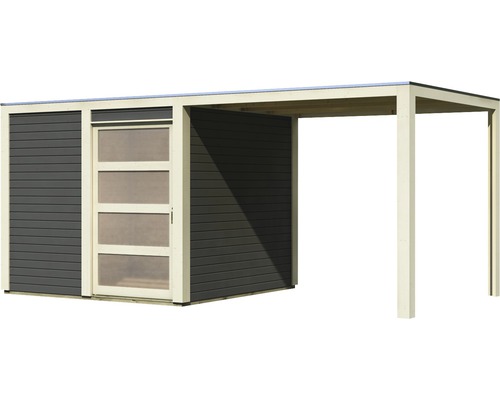 Abri de jardin moderne avec abri voiture intégré en bois