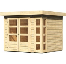 Abri de jardin en bois avec double porte et fenêtres