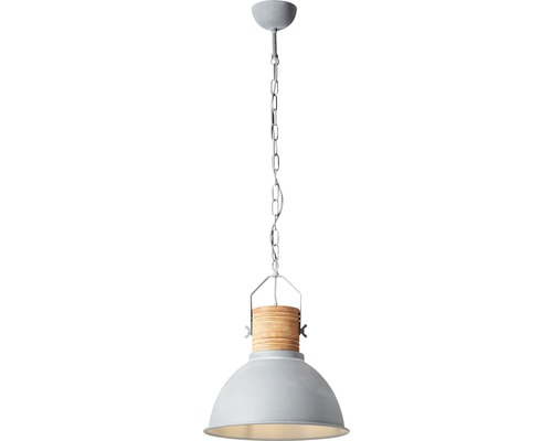 Lampe suspendue avec abat-jour en métal et détails en bois