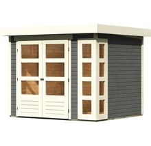 Abri de jardin en bois avec porte double et fenêtres