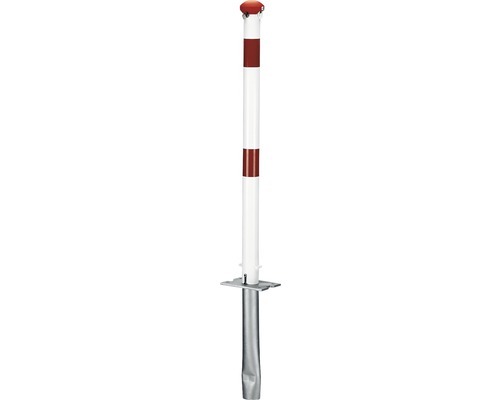 Alberts Bornes Grünenthal blanc/rouge escamotables Poteau de guidage avec embase à enfoncer