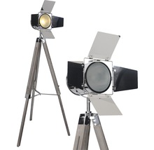 Stehleuchte Dreibein 40W Metall/Kiefernholz natur dunkel