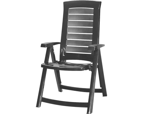 Gartensessel aus Kunststoff mit Armlehnen und hoher Rückenlehne