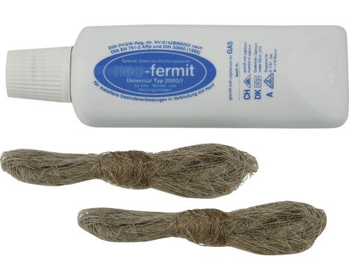 Gewinde-Dicht-Set Neo-Fermit Spezial-Gewindedichtpaste und Hanf zur Abdichtung von Gewindeverbindungen