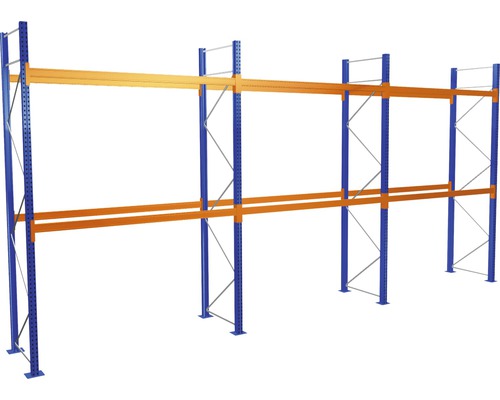 Schulte Palettenregal Startset Grundmodul mit 3 Ebenen 3 Felder á 270 cm für Paletten bis 730 kg Tragkraft 5870 kg