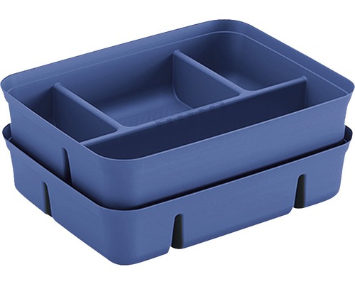 Deux séparateurs de tiroir bleus pour l''organisation des tiroirs