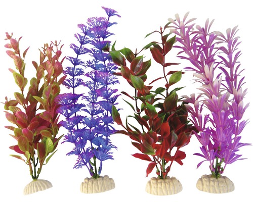 Plantes aquatiques en plastique standards, format moyen 20 cm, 4 pièces