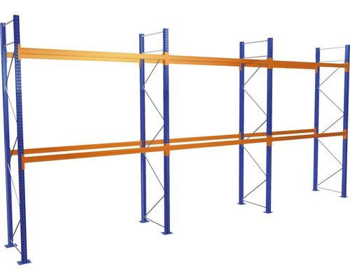 Schulte Palettenregal Startset Grundmodul mit 3 Ebenen 3 Felder á 2700 mm für Paletten bis 1060 kg Tragkraft 7300 kg