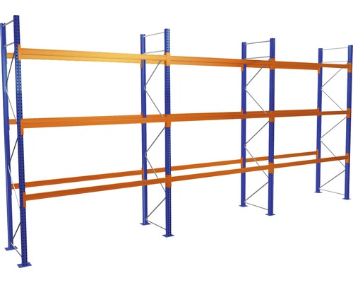 Schulte Étagère pour palettes kit de démarrage module de base avec 4 niveaux 3 champs de 270 cm chacun pour palettes jusqu'à 1060 kg capacité de charge 11470 kg