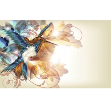 Illustration d''un colibri avec motif floral