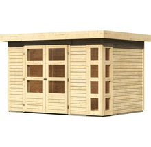 Abri de jardin en bois avec portes vitrées