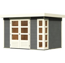 Abri de jardin en bois avec double porte et éléments de fenêtre