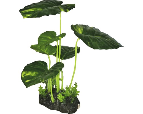 ORBIT Kunststoff-Wasserpflanze Deluxe Medium Nr. 11 17 cm Künstliche Aquariumpflanze mit grossen Blättern und Steinbasis