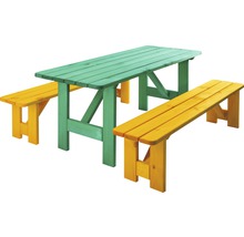 Kindergartenmöbel-Set Robusto Eiche 6-Sitzer 3-teilig grün-braun-thumb-0