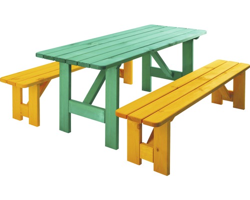 Kindergartenmöbel-Set Robusto Eiche 6-Sitzer 3-teilig grün-braun-0