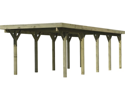 Carport en bois avec plusieurs poteaux