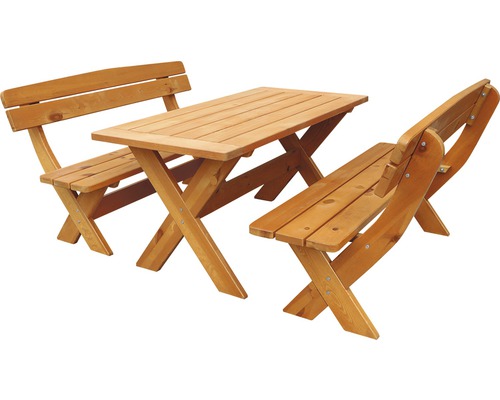 Gartenmöbelset Bavaria 6-Sitzer bestehend aus: Tisch und 2x Bänke Holz braun