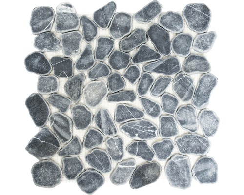 Mosaïque en pierre naturelle XKS 402, noir, 30.5x32.5 cm Tapis de mosaïque en pierre naturelle avec des galets