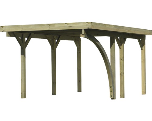 Carport en bois avec poteaux droits et courbes