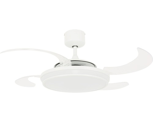 Ventilateur de plafond Fanaway Evo 1 LED Ø 121 cm blanc avec télécommande, pales rabattables, fonction changement de couleur, fonction été + hiver, avec ampoule LED