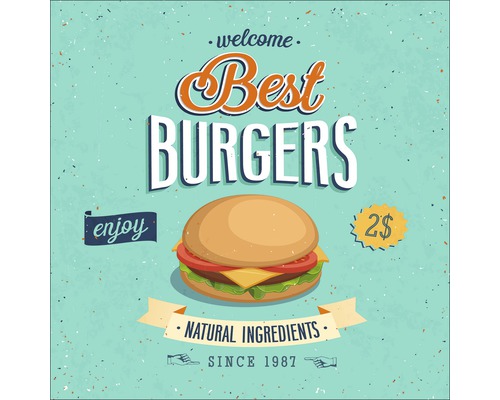 Glasbild Best burgers 20x20 cm
