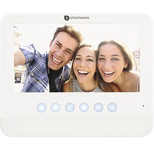 Smartwares Video-Türsprechanlage mit drei Personen auf dem Bildschirm